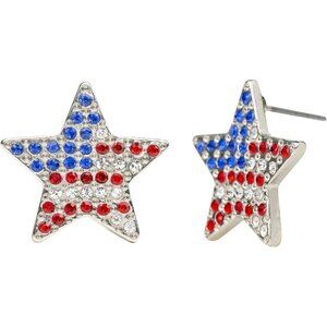 Women's Americana Collection Pave Curved | USA Flag Post Stud Earrings